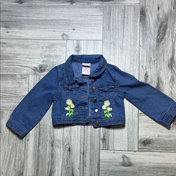 Nannette Blue Jean Jacket with Floral Accents| size: 3T - Picture 1 of 6